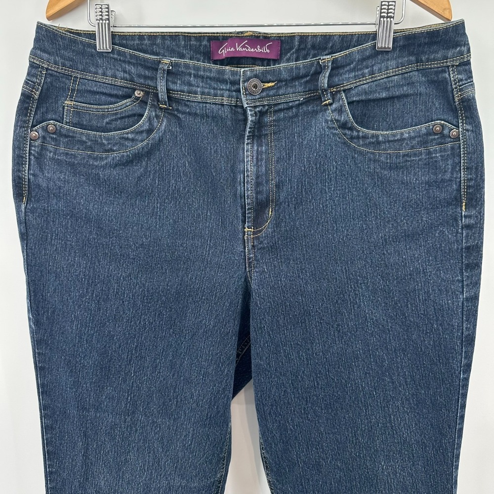 Gloria Vanderbilt‎ Jeans Womens 16 Blue Dark Wash High Rise Flap Pocket Stretch
